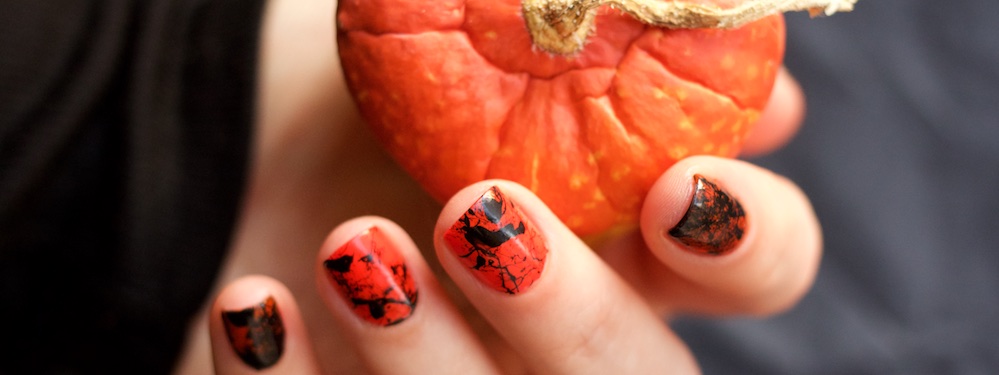 Morgan Taylor Halloween Collection 2014 - Orange Crush swatches splatter nails